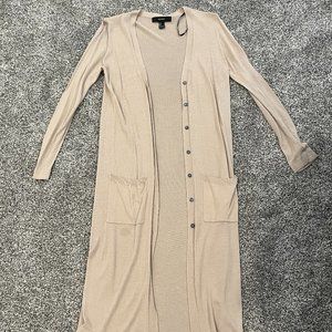 F21 duster cardigan (cream/beige) (small)